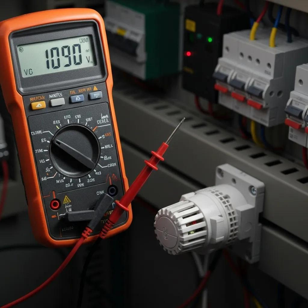 Using a multimeter to measure voltage at thermostat terminals