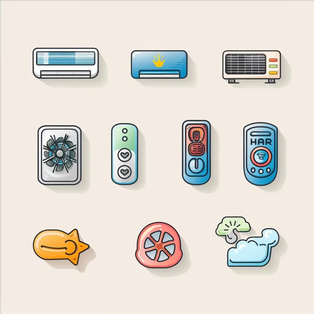 Common troubleshooting symbols for air conditioners indicating maintenance needs and errors