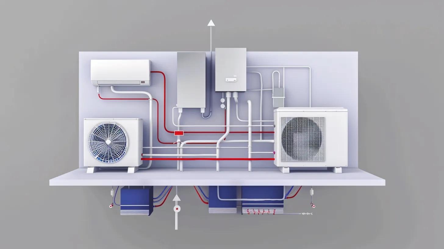 Illustration of the refrigerant cycle in an air conditioning system showing evaporation, compression, condensation, and expansion stages