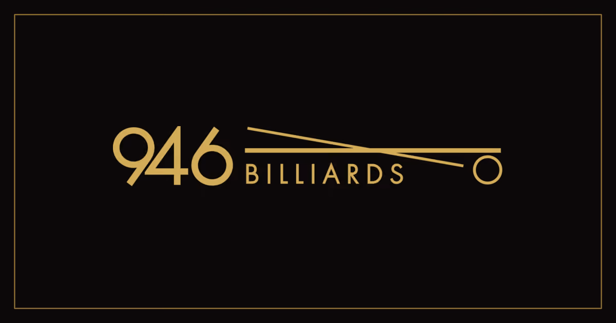 946 Billiards gold wordmark on brand background