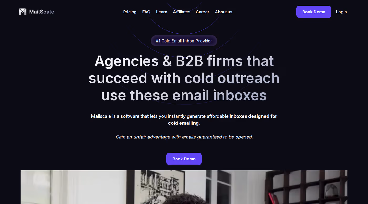 Mailscale homepage hero - #1 cold email inbox provider