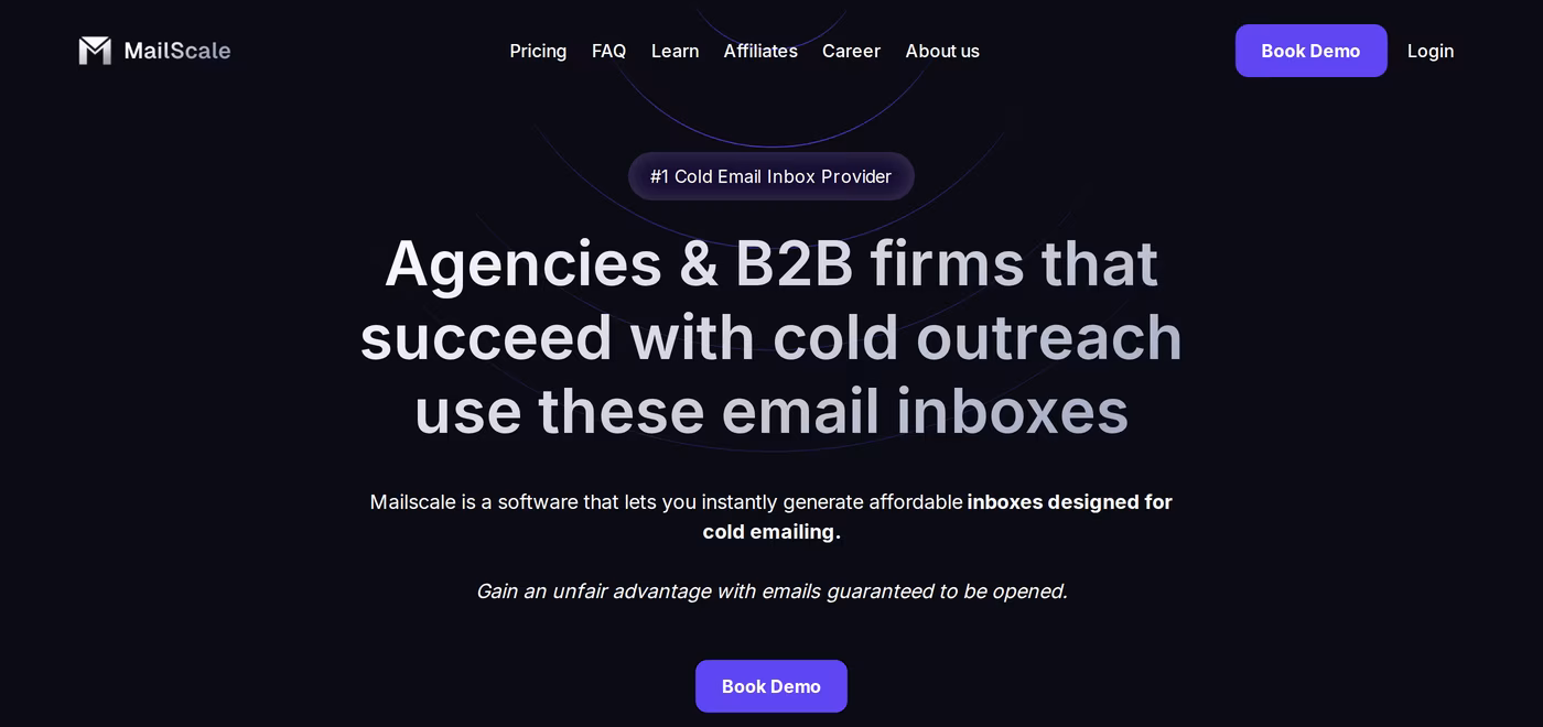 Mailscale homepage for self-hosted SMTP cold email inboxes