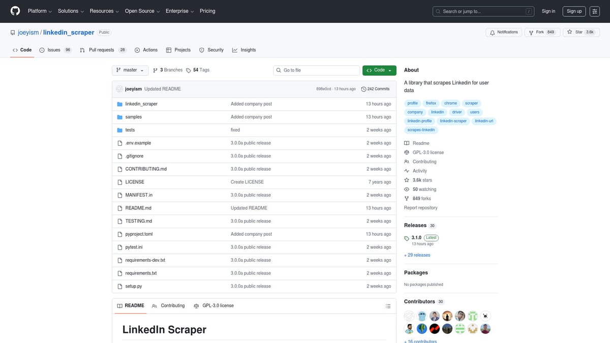 Top 10 LinkedIn Scraper Tools to Try in 2026 - joeyism/linkedin_scraper