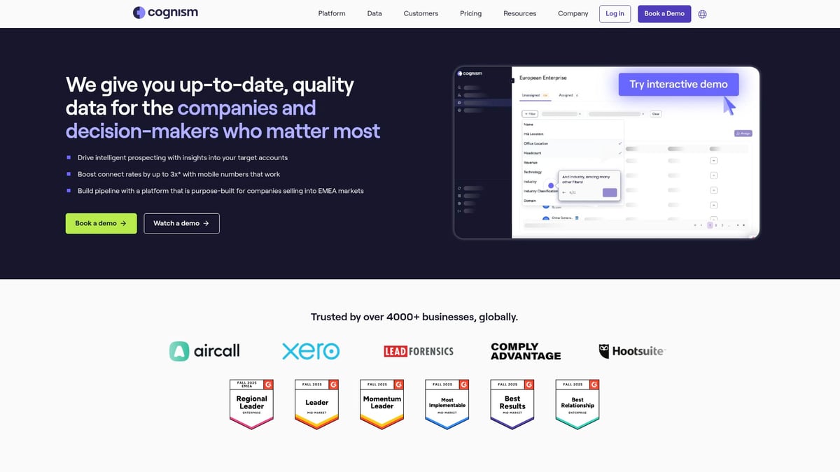 Top 12 B2B Lead Generation Software Picks for 2026 - Cognism