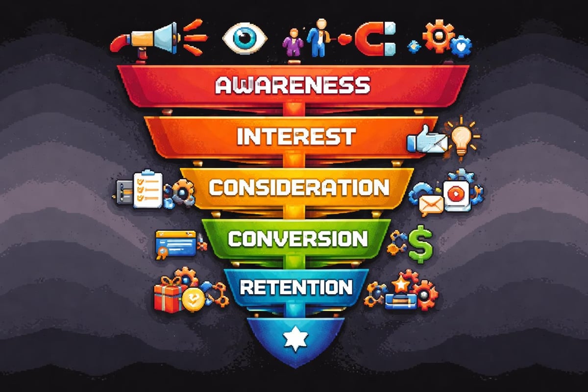 Automated sales funnel stages