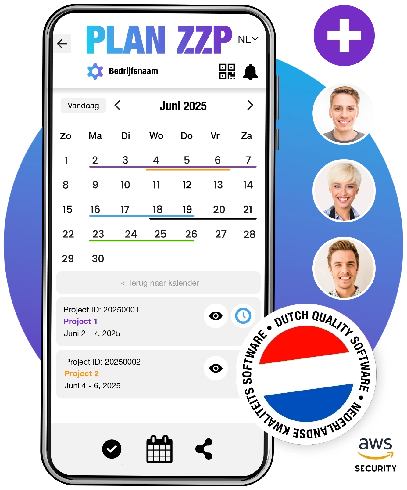 Plan ZZP app voor Apple iOS, Android en laptop