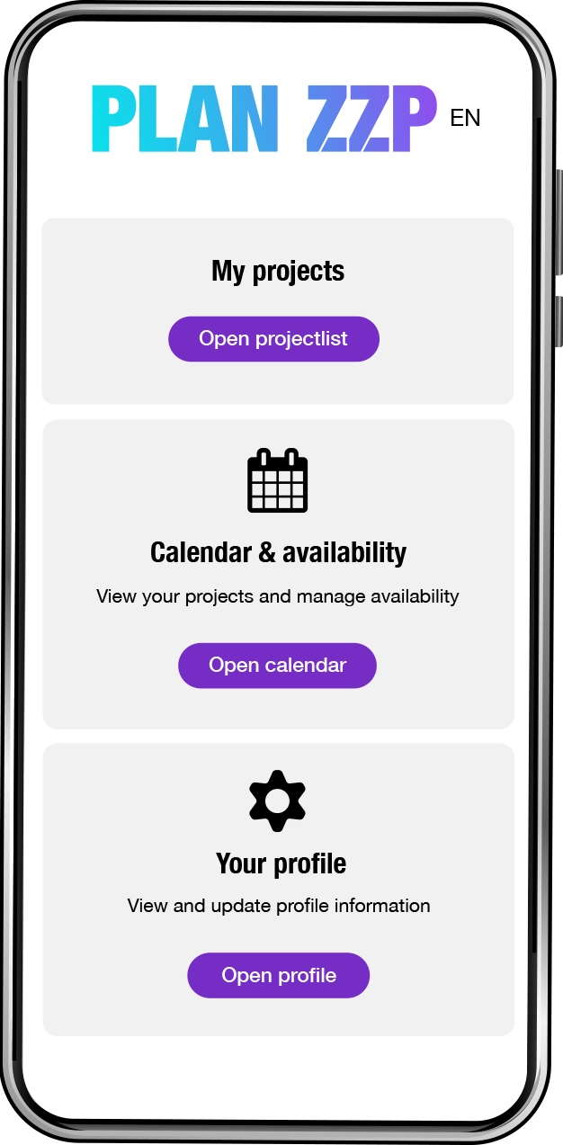 Beschikbaarheid ZZP'ers en medewerkers PLAN ZZP app
