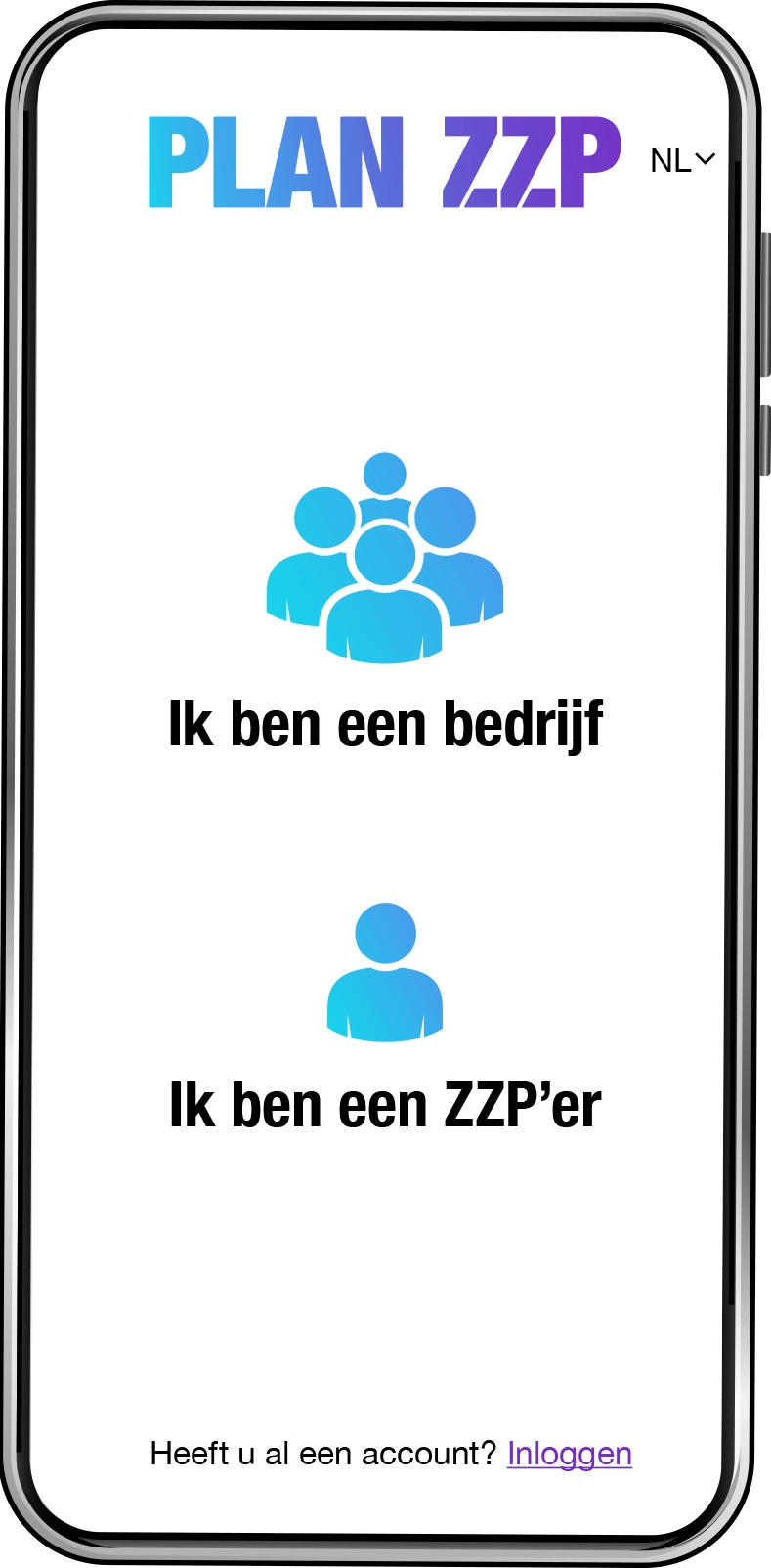 Account keuze - PLAN ZZP app