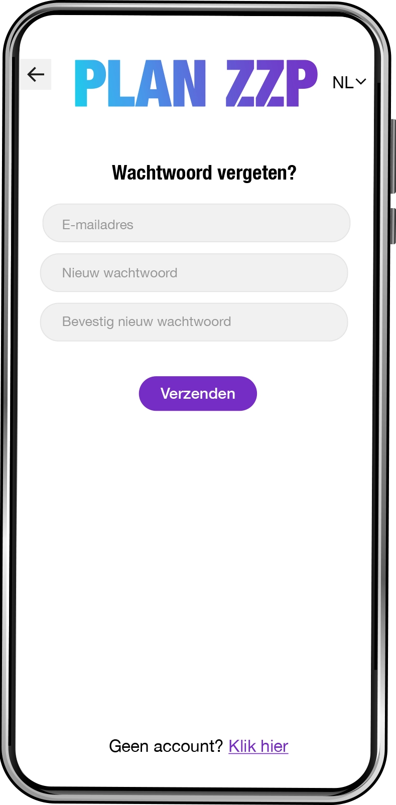Wachtwoord vergeten - PLAN ZZP app