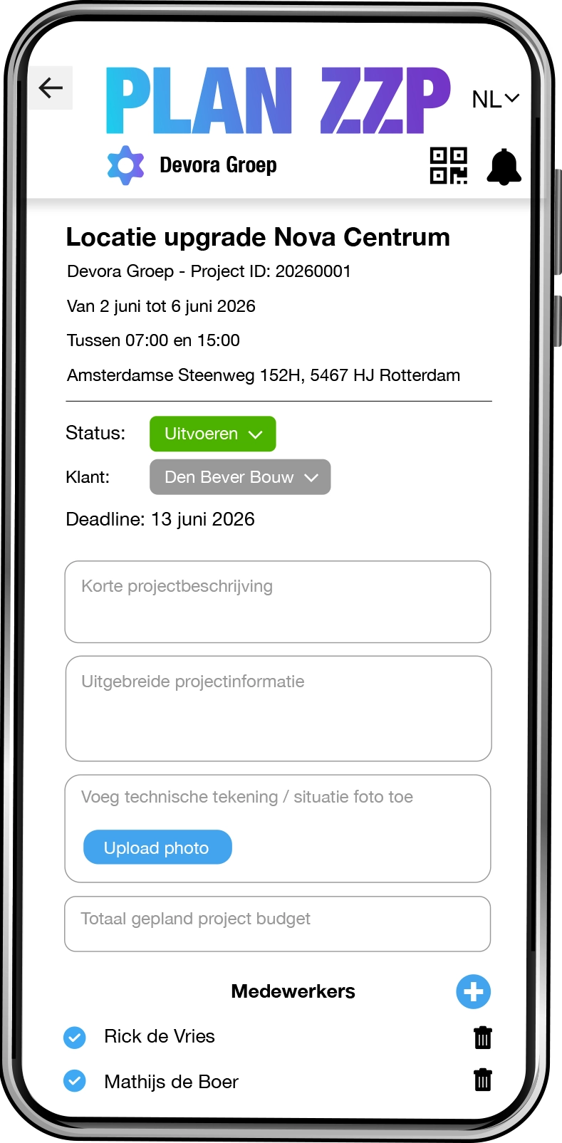 Planning kalender - PLAN ZZP app