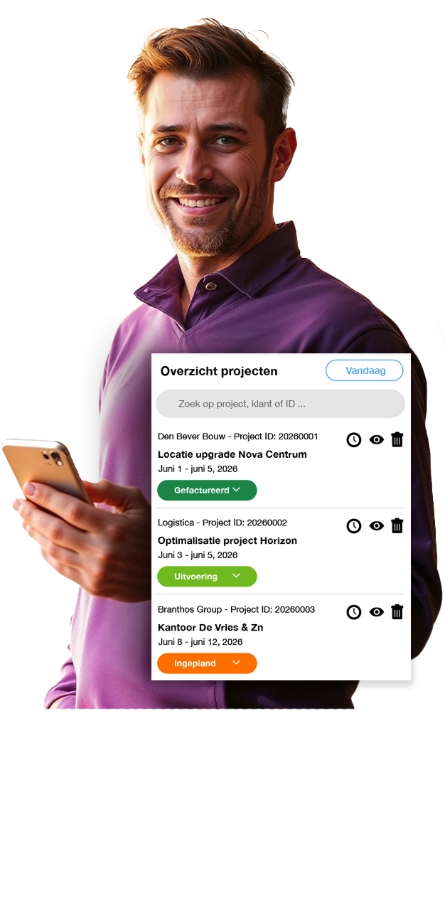 Beheer projecten vanuit een handige agenda of in een overzichtelijke projectlijst