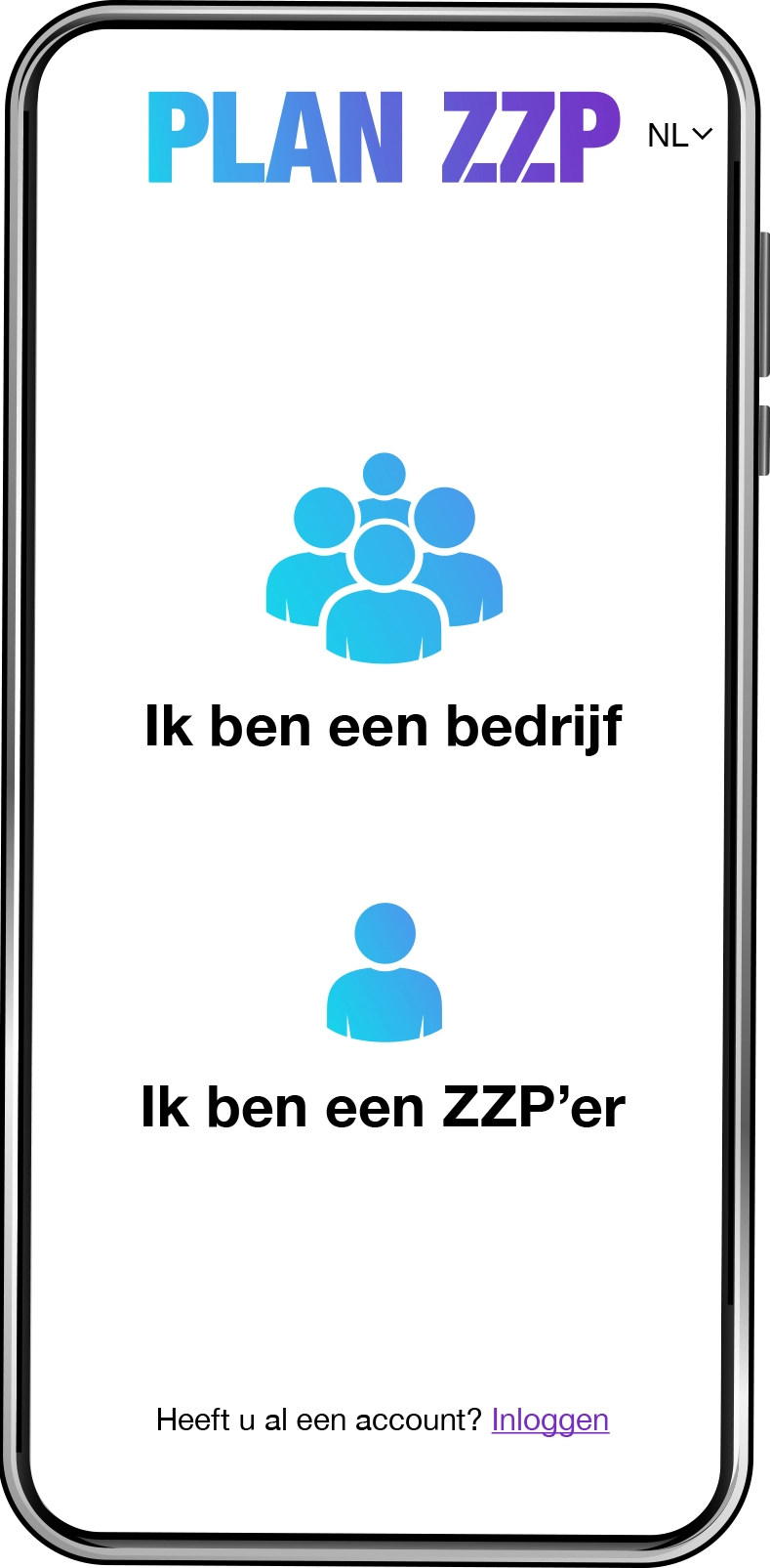 Account keuze - PLAN ZZP app