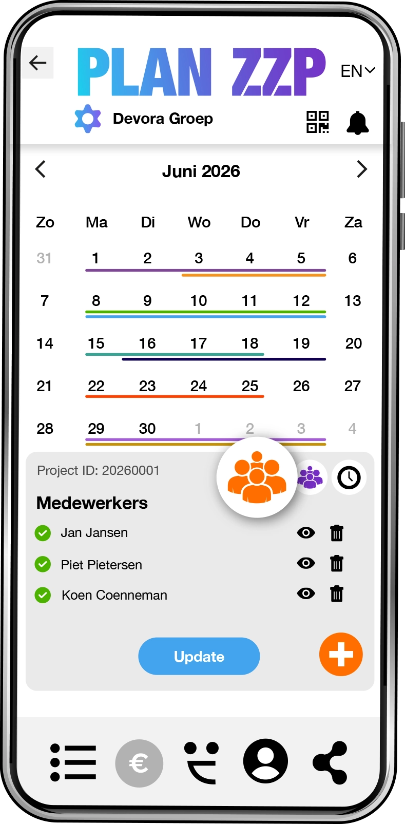 Project lijst - PLAN ZZP app