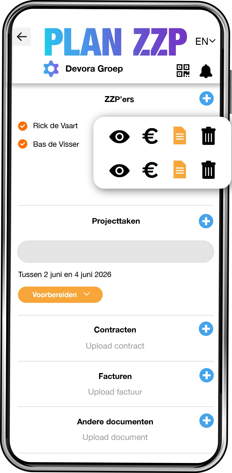 Linken met ZZP'ers - PLAN ZZP app