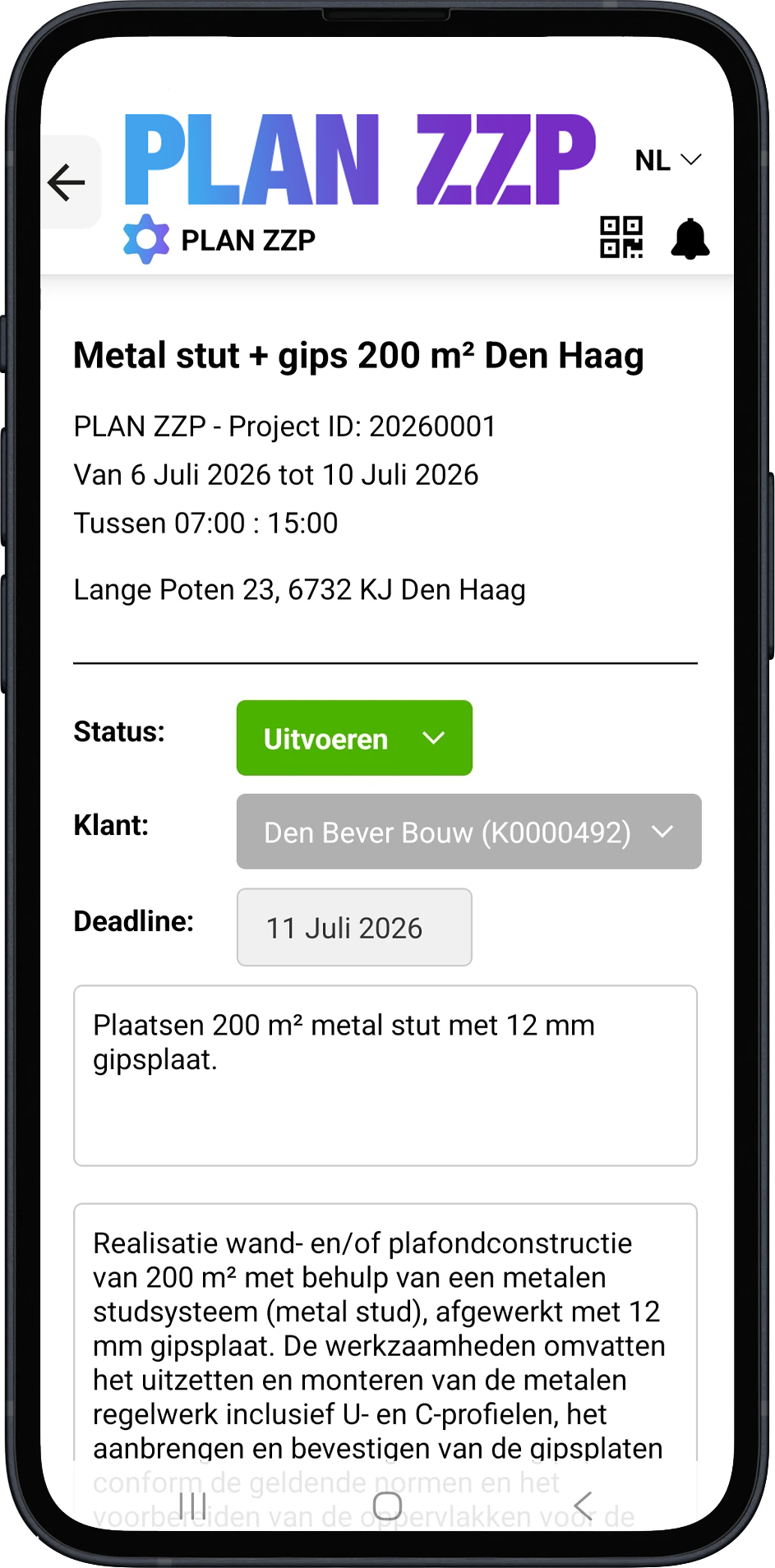 Planning kalender - PLAN ZZP app