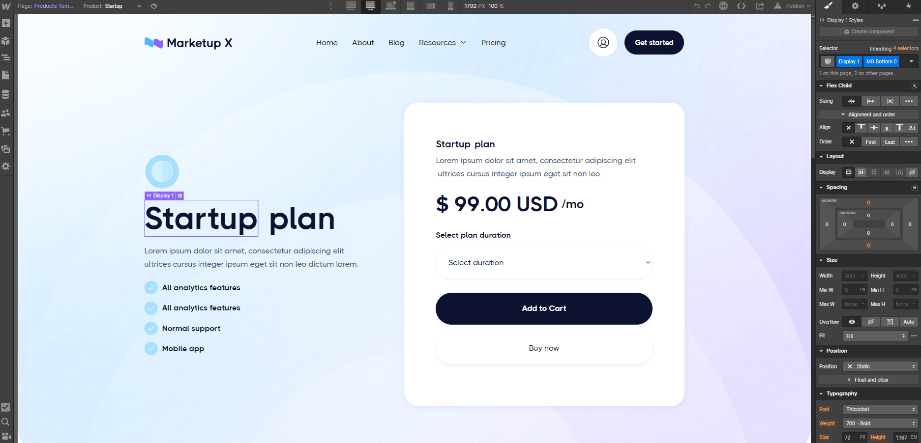 Ecommerce Page - Marketup X Webflow Template