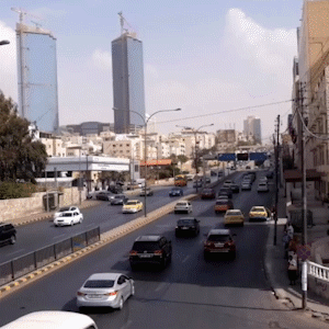 Traffic in Amman/ Jordan captured from a bridge.