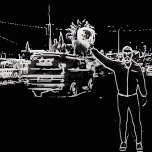 A guy in amman street his coffee place part of duwar audiovisual installation at dubai design week