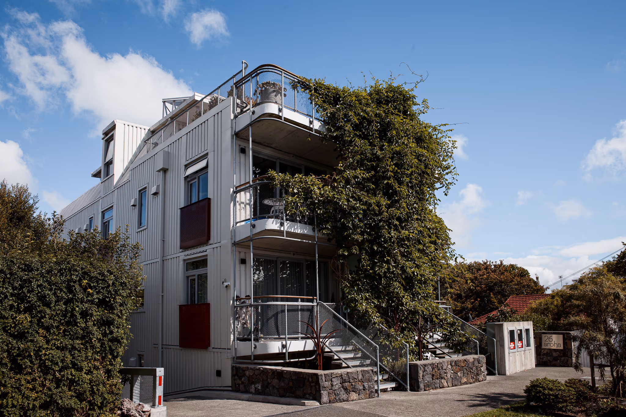 Exterior of 26 Aroha Ave residential building.