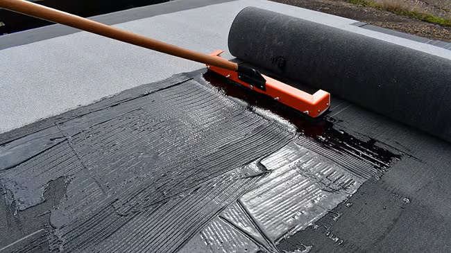 2-ply bitumen membrane installed with adhesive instead of fire