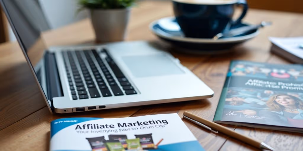 Affiliate Marketing done on a laptop in an a kitchen.