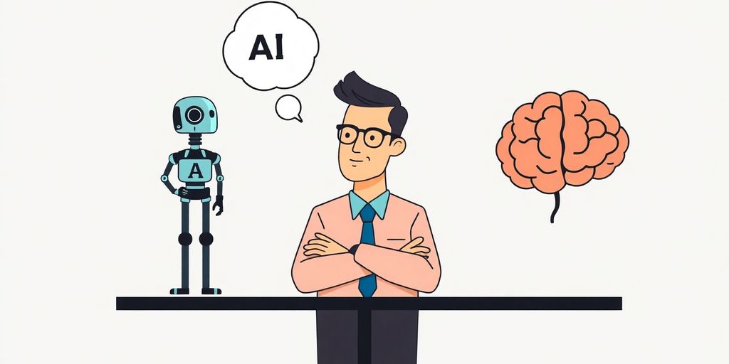 Business owner evaluating AI and human decision-making.