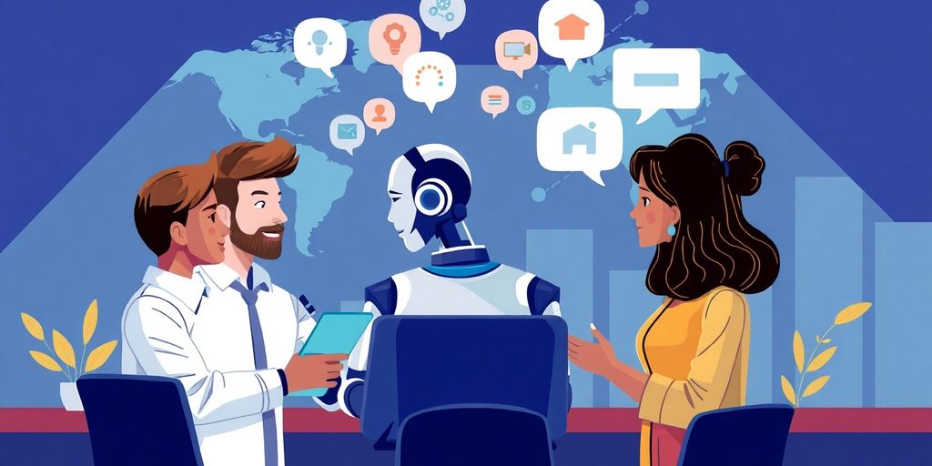 Entrepreneurs collaborating with AI to promote ethical practices.