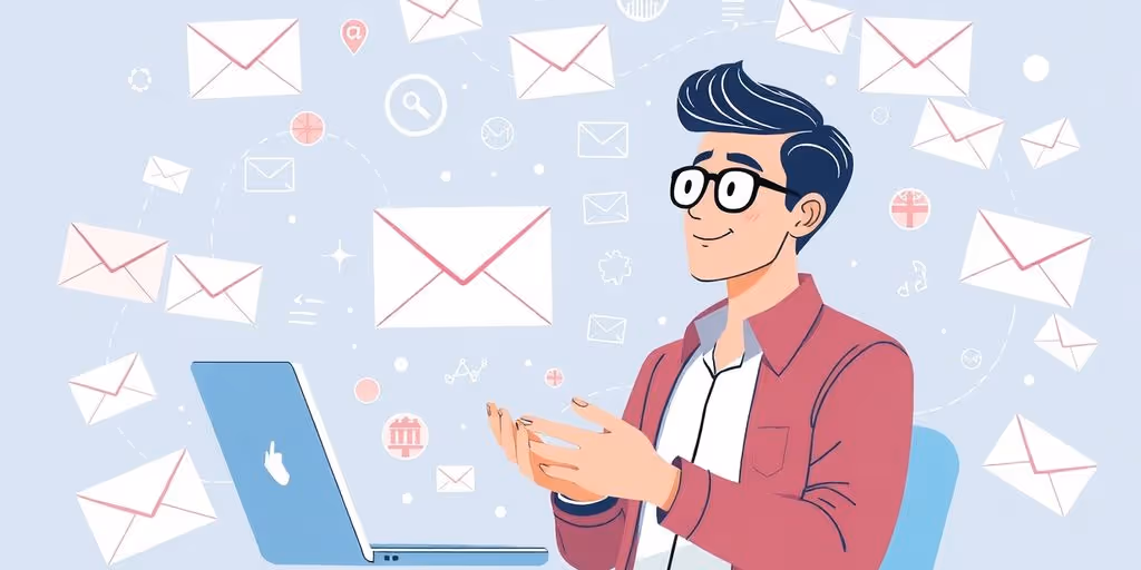 Illustrative entrepreneur using AI tools for email marketing.
