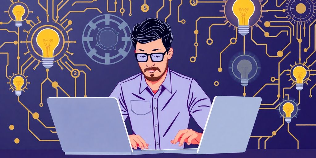 Small business owner using AI tools for cash flow management.
