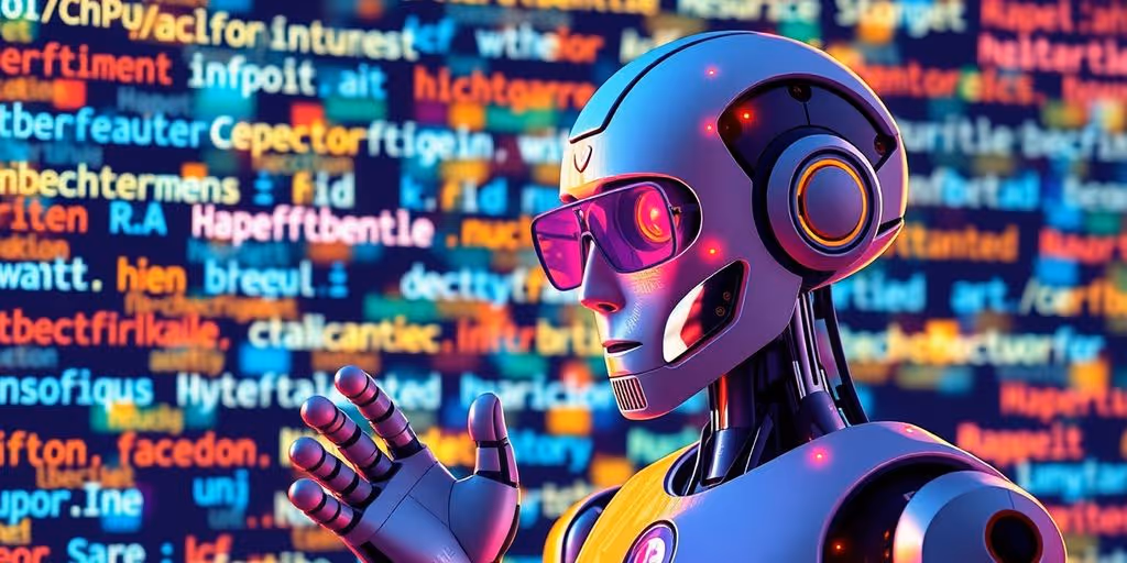AI robot analyzing keywords for affiliate marketing research.