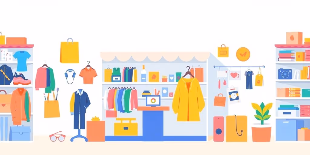 Illustration of ecommerce store with AI product selection.