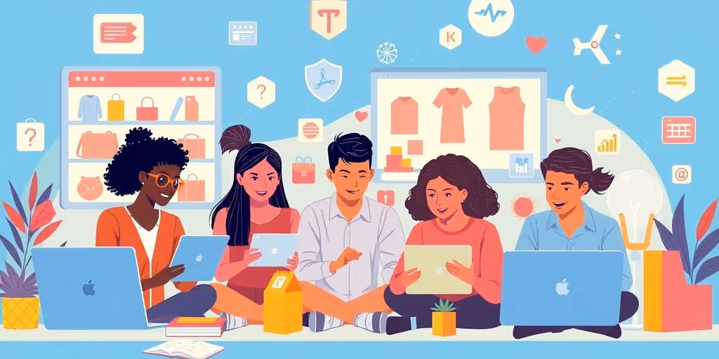 Illustrative image of diverse entrepreneurs in e-commerce.