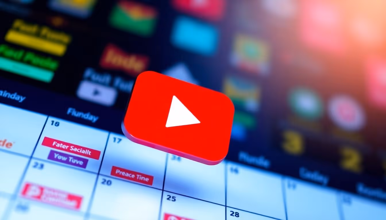Digital calendar with YouTube play button for automation.