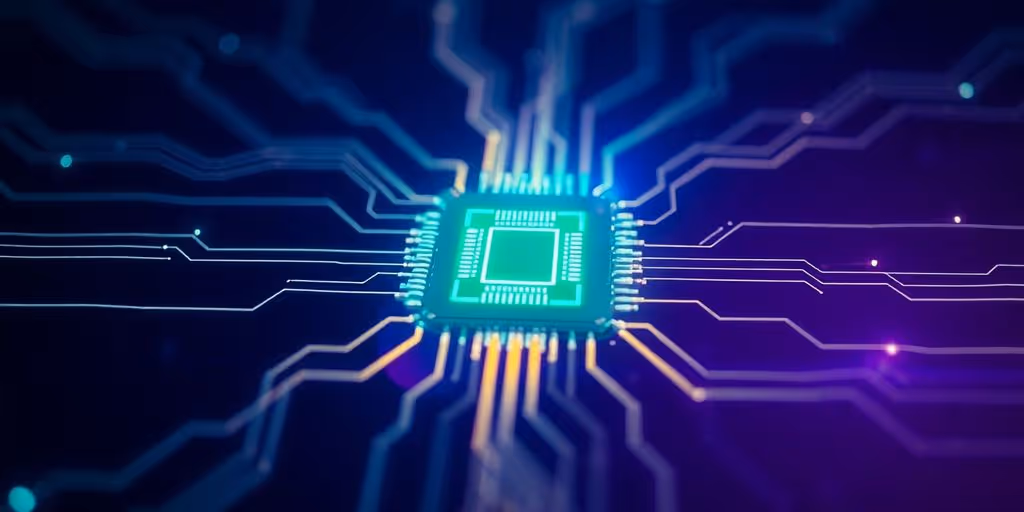 AI microchip glowing.