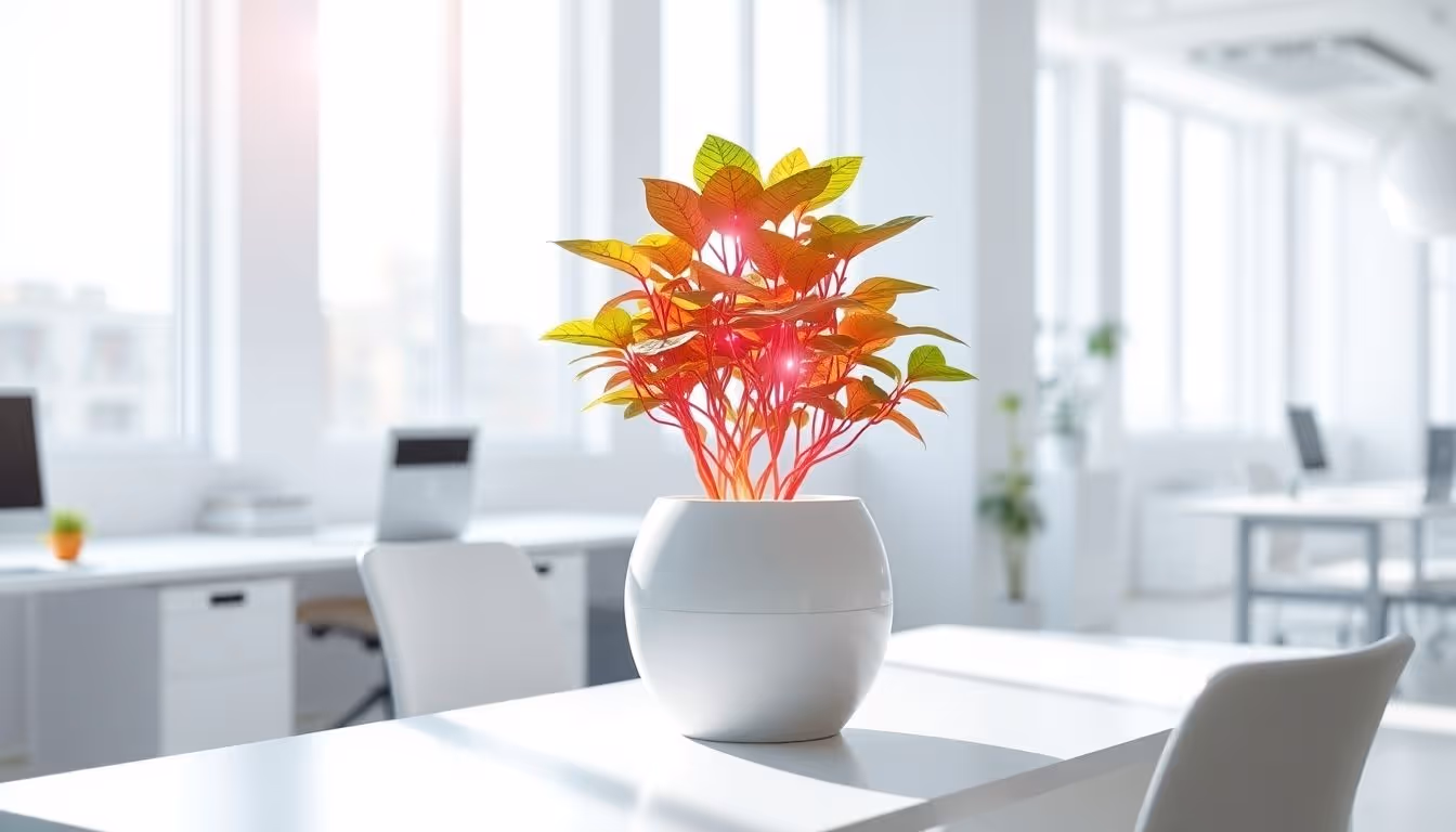 AI plant in a bright office.