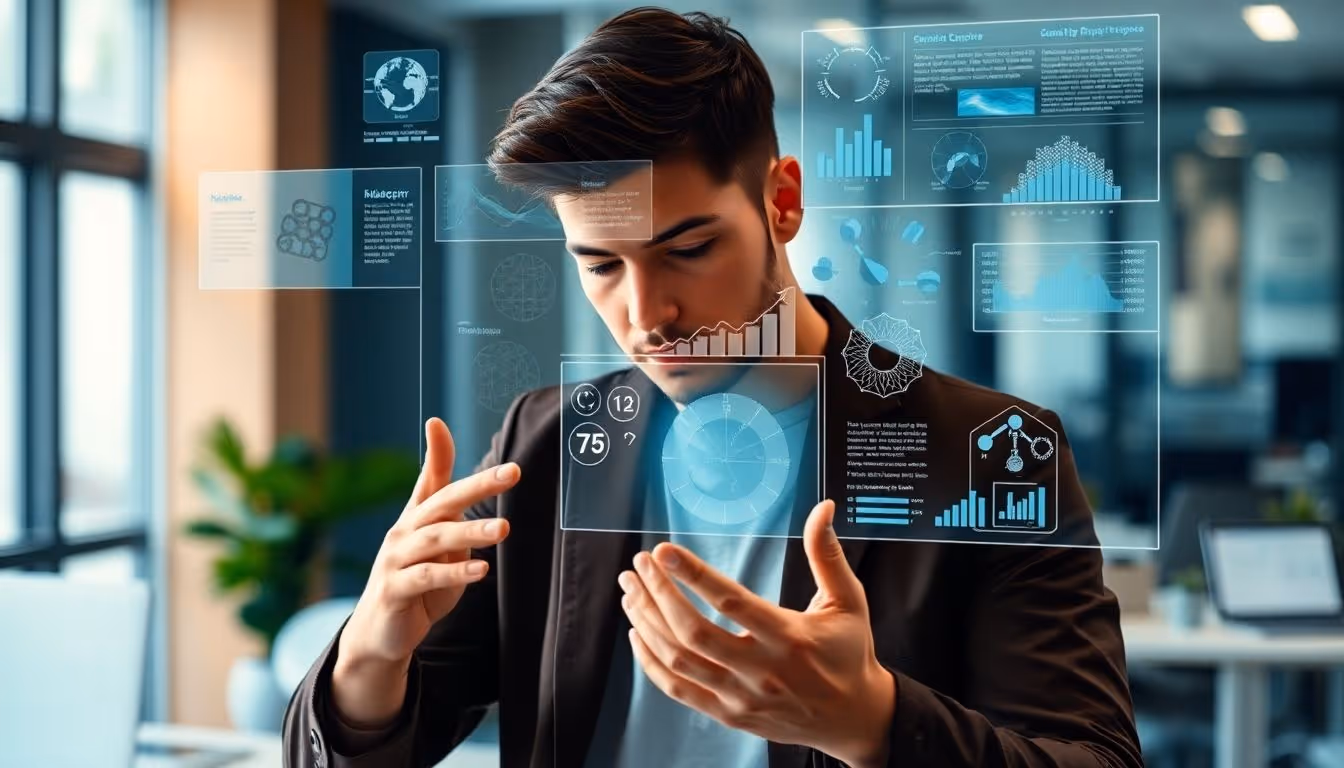 Young man strategizing AI transformation.