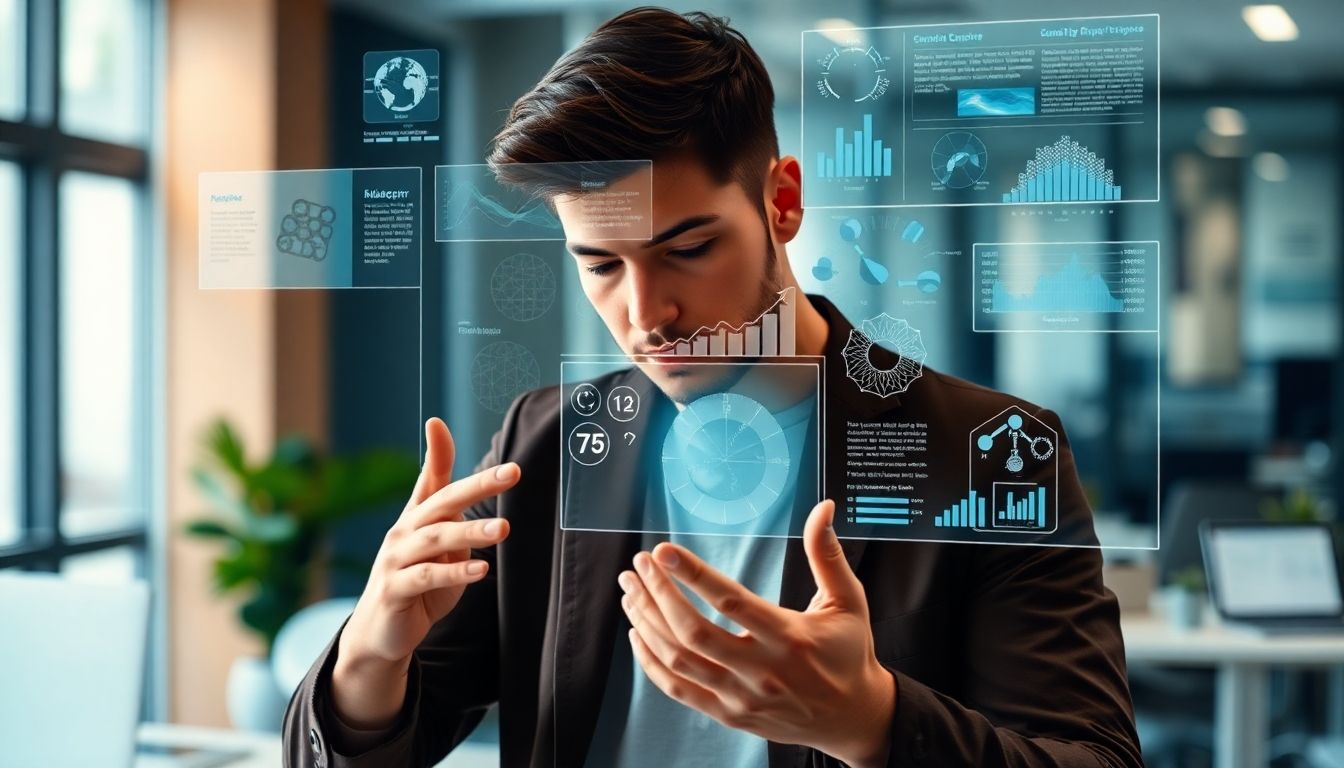 Young man strategizing AI transformation.