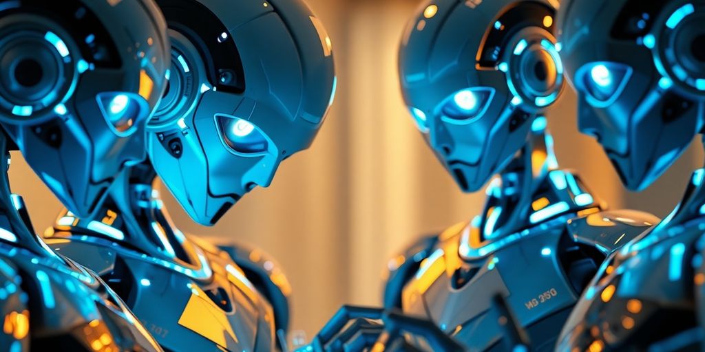 Robots working with customer data.