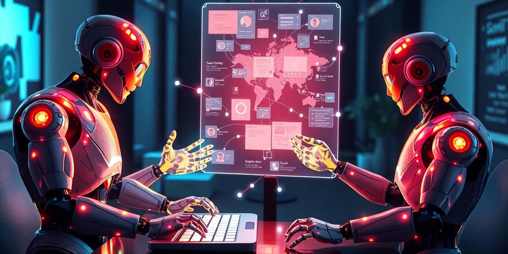 AI agents collaborating to create content.