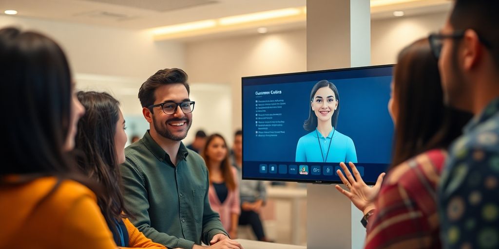 AI avatar assisting happy customer