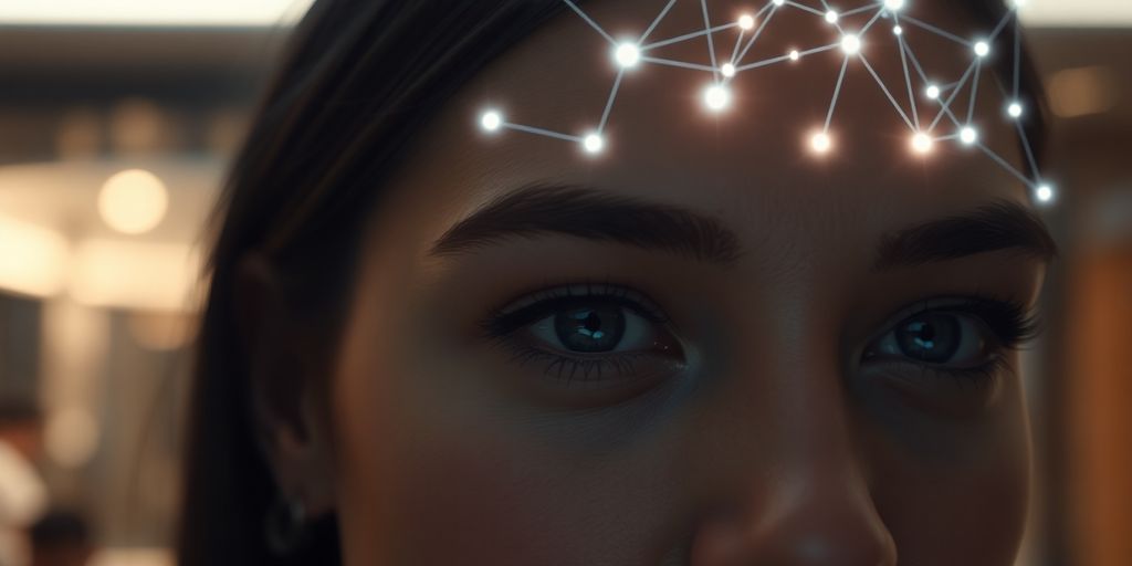 Human with glowing AI connection