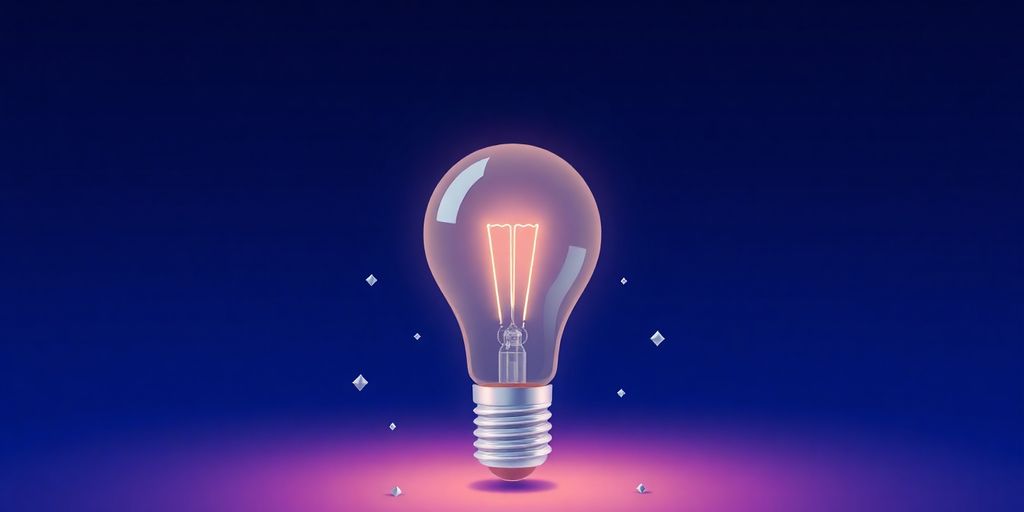 An abstract, glowing light bulb