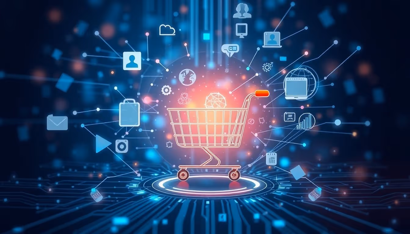 AI assisting e-commerce growth with digital interfaces.
