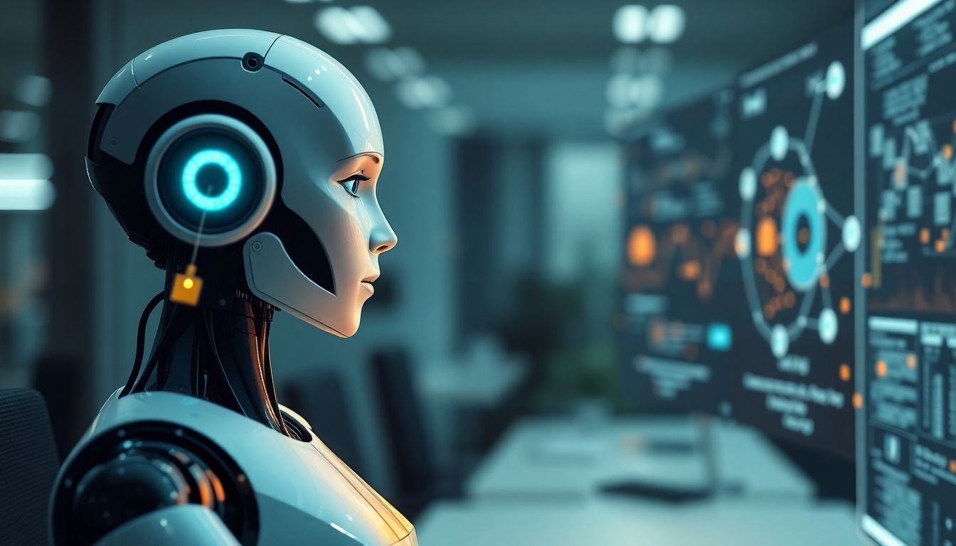 Female robot analyzing customer data for segmentation.