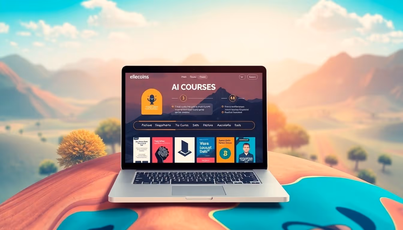 AI-generated digital courses and e-books displayed on a laptop screen.