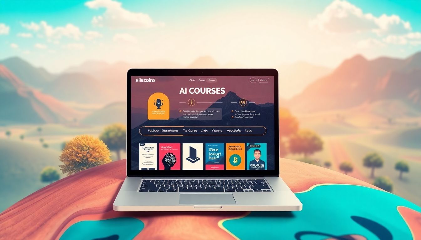 AI-generated digital courses and e-books displayed on a laptop screen.