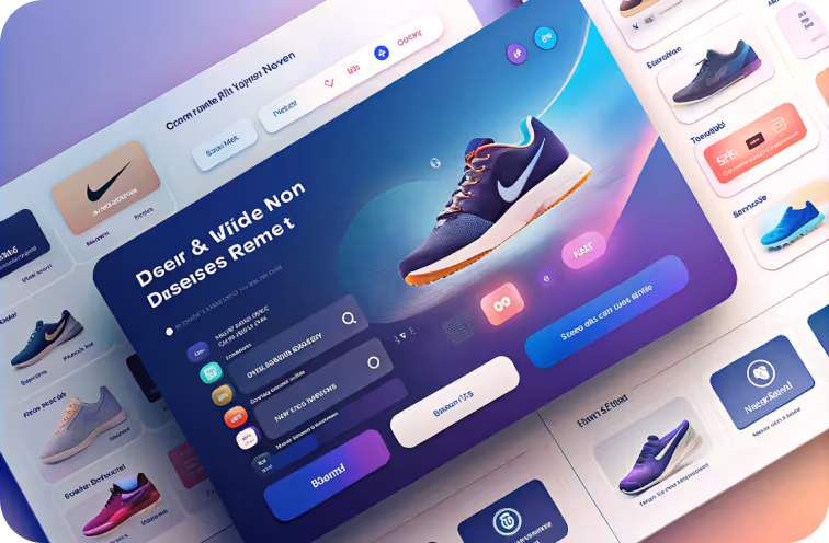 Colorful Sneaker Shoes e-commerce UI design
