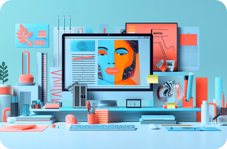 Creative Graphic Design Workspace Setup
