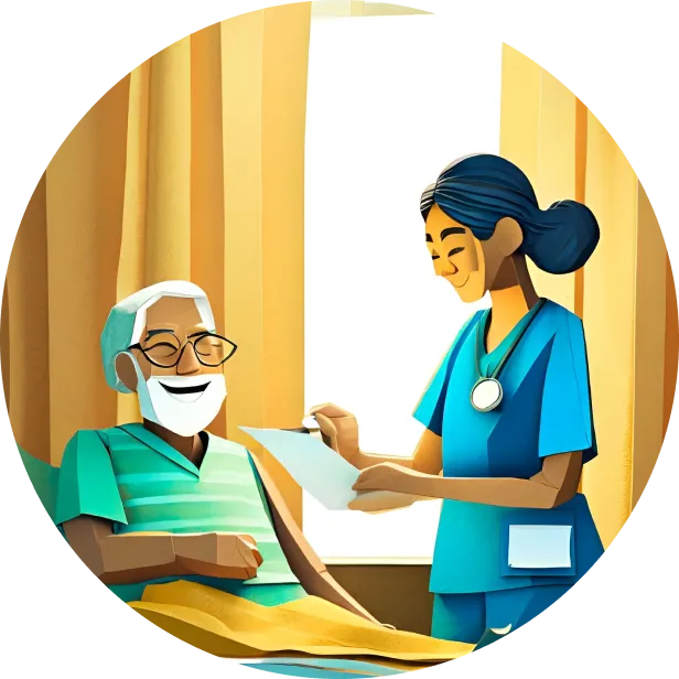 A nurse and a patient.