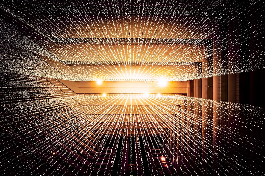Des motifs lumineux dynamiques représentant l’avenir des tendances de l’IA générative, symbolisant l’innovation et les progrès technologiques en 2025 et au-delà.